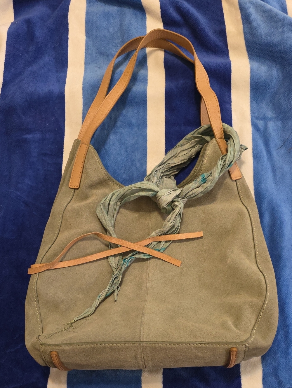 Lucky Brand Suede Idah Hobo Sage Green